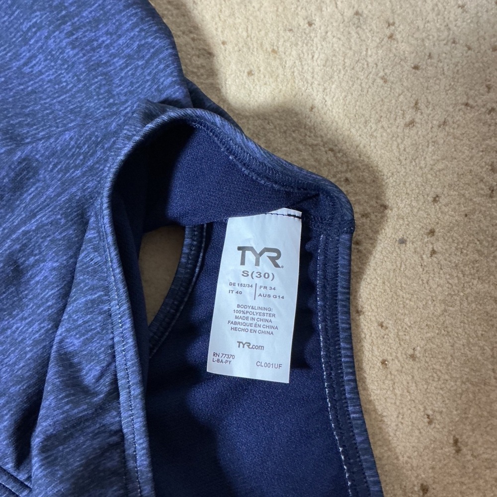 TYR Lapped Trinityfit One Piece Swimsuit Navy Blue‎ Durafast One TTLAP7A Size 30 - Picture 3 of 7